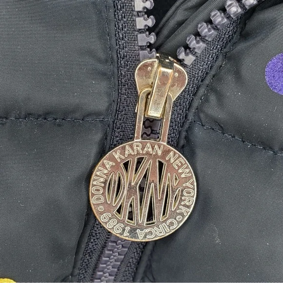 DKNY baby puffer jacket Blue with rainbow polka dots - Picture 4 of 9